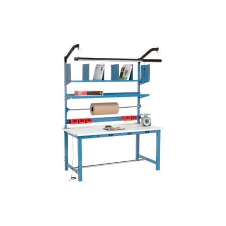 Global Equipment Packing Workbench W/Riser Kit   Power Apron, ESD Safety Edge, 72"W x 30"D 244202B